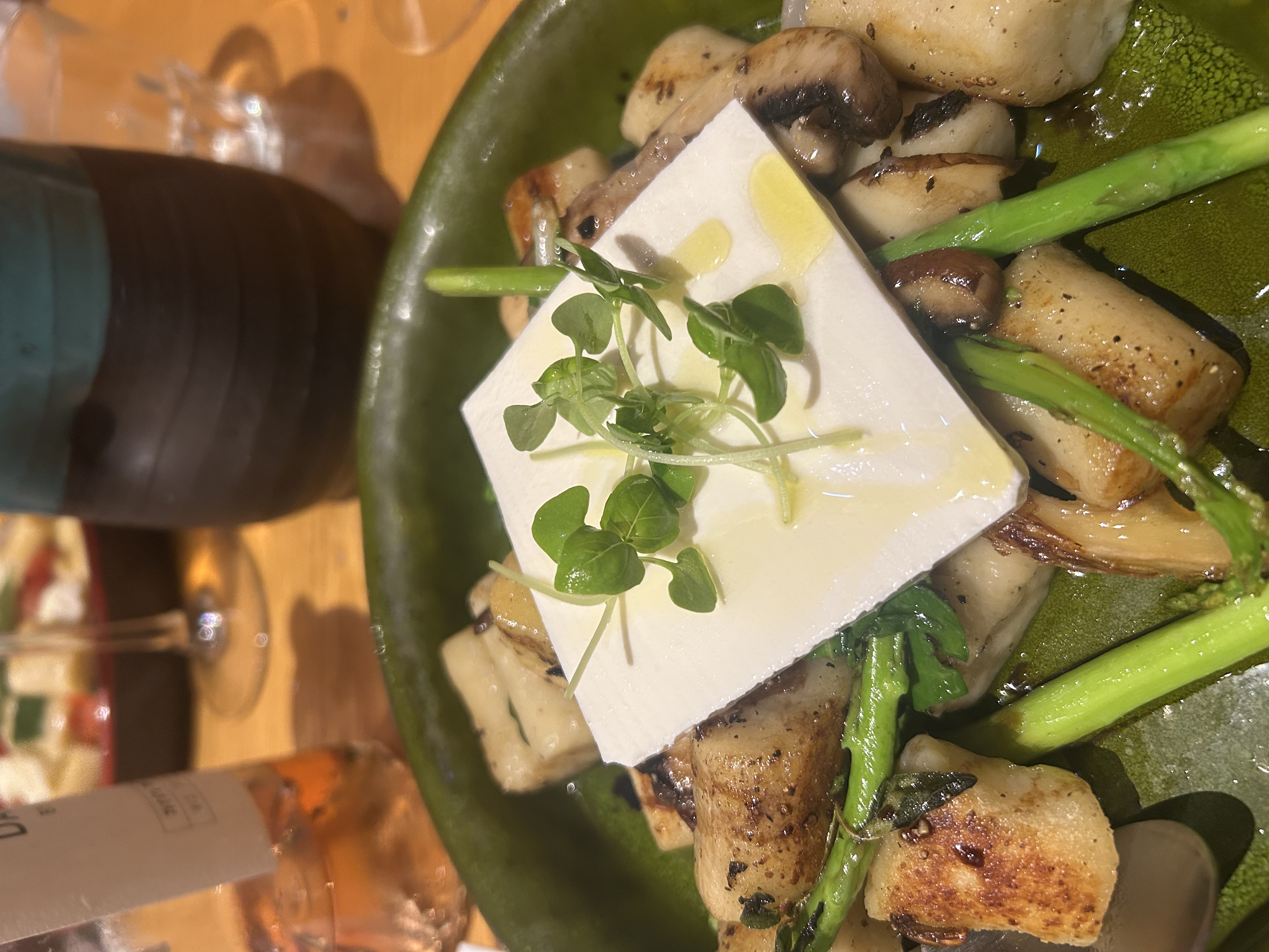 Pillowy gnocchi with mushrooms and asparagus at Al Dente