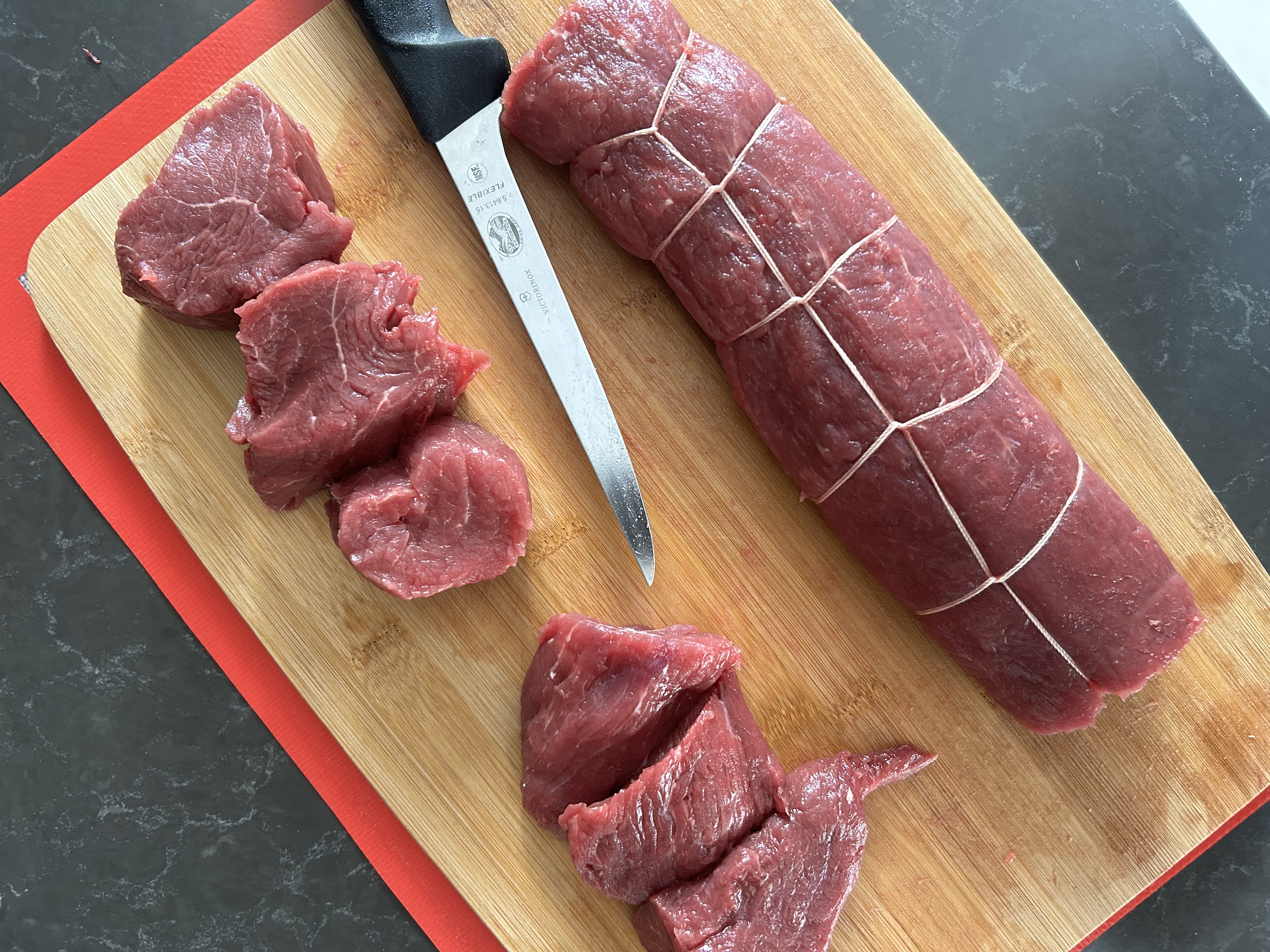A major milestone in our life here: preparing my first kosher beef tenderloin!