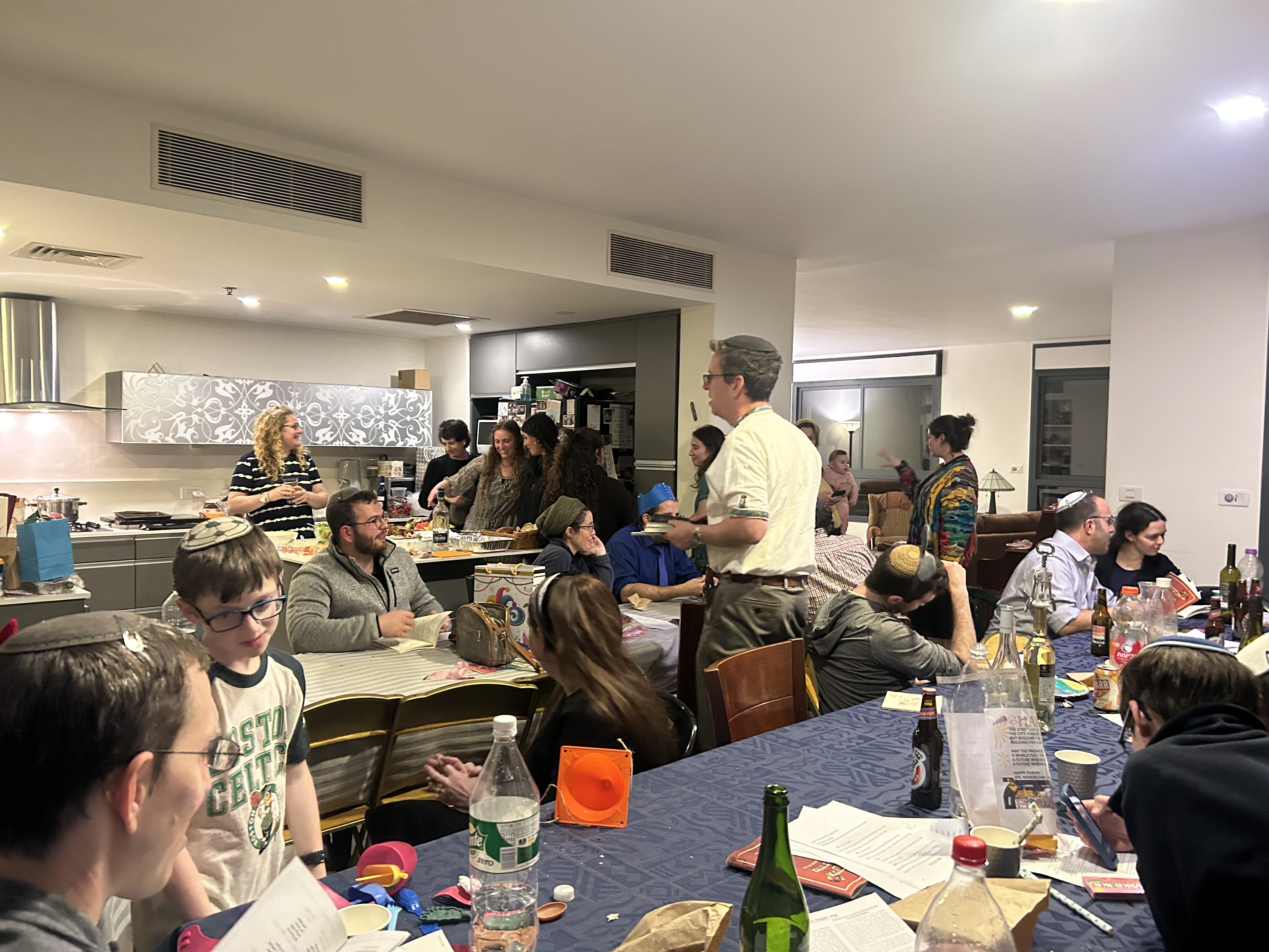 Festive (and musical) Purim meal with the Schorrs