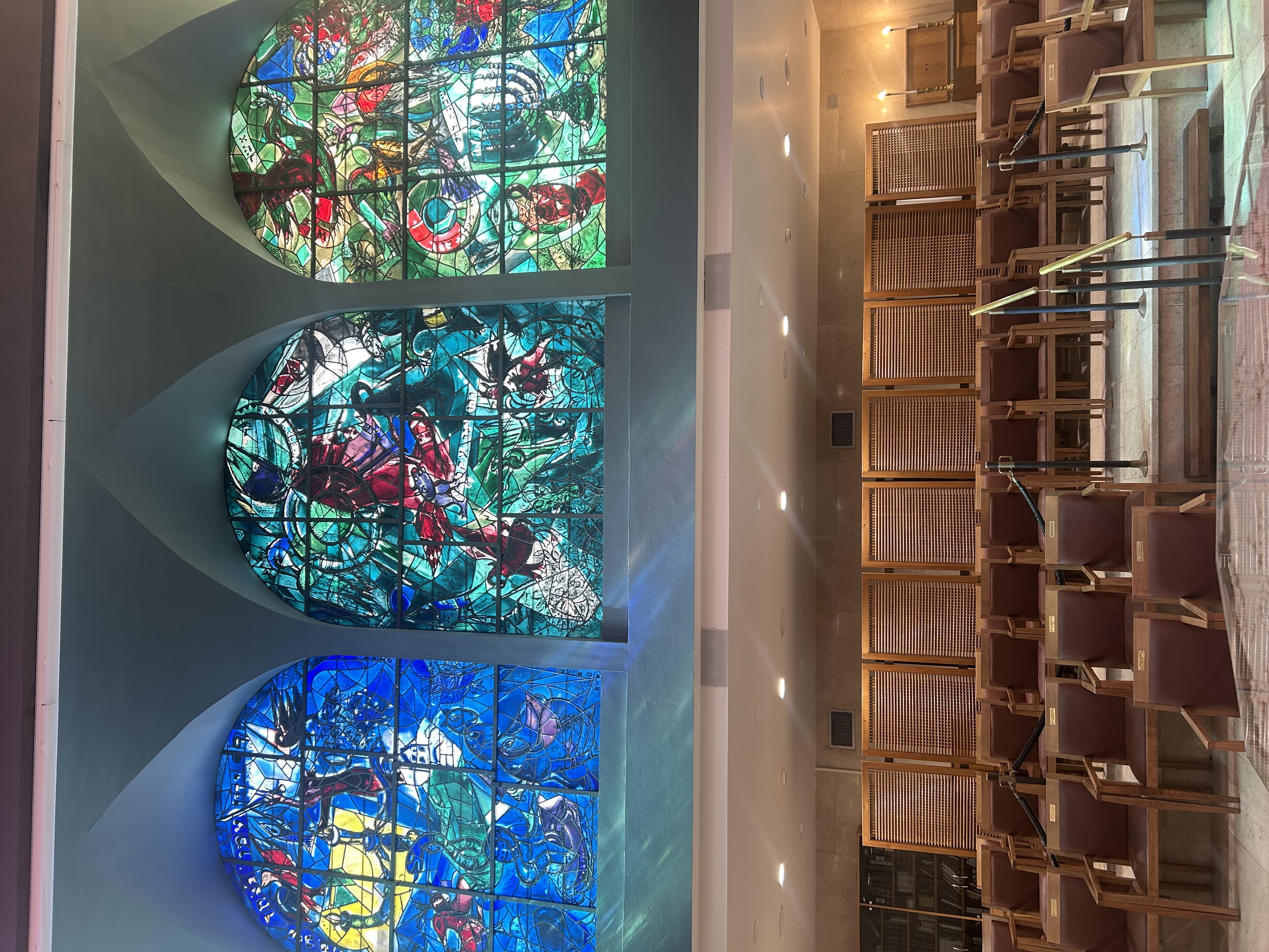 Chagall stained-glass windows depicting the 12 tribes at Hadassah Medical Center Ein Kerem