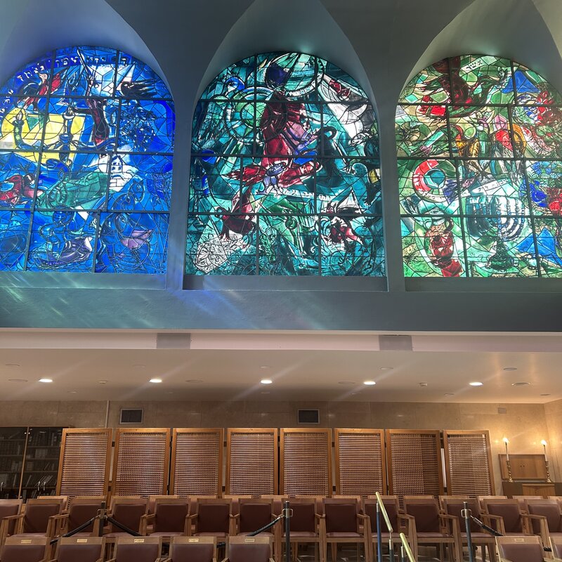 Chagall stained-glass windows depicting the 12 tribes at Hadassah Medical Center Ein Kerem